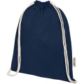 Oregon 140 g/m² GRS recycled cotton drawstring bag, Navy