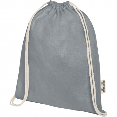 Logo trade advertising products image of: Oregon 140 g/m² GRS recycled cotton drawstring bag