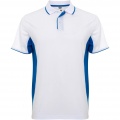 Montmelo short sleeve unisex sports polo, White / Royal blue