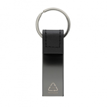 Logo trade promotional giveaways image of: Luxury PU keychain RCS recycled zinc alloy