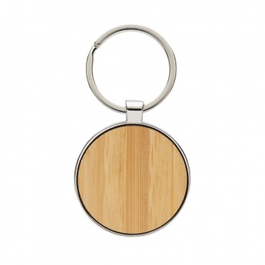 Logo trade promotional products picture of: RCS recycled zinc alloy round keychain with bamboo