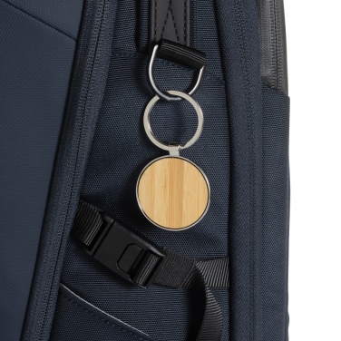 Logotrade promotional giveaway picture of: RCS recycled zinc alloy round keychain with bamboo