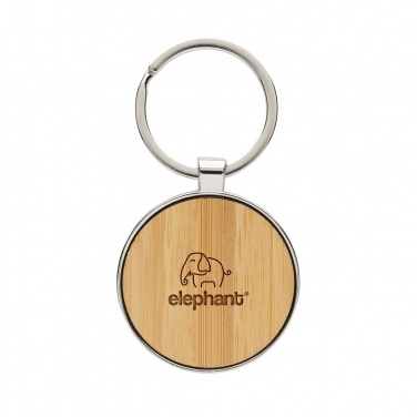 Logo trade promotional gifts image of: RCS recycled zinc alloy round keychain with bamboo