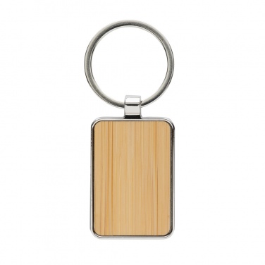 Logo trade promotional giveaways image of: RCS recycled zinc alloy rectangle keychain with bamboo