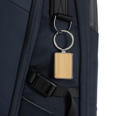 Logotrade corporate gift picture of: RCS recycled zinc alloy rectangle keychain with bamboo