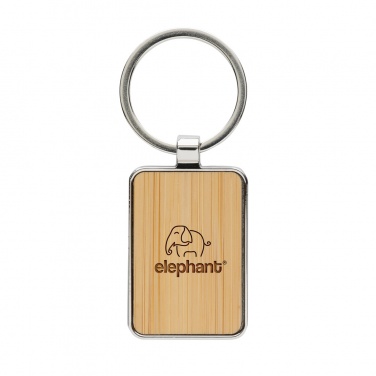 Logotrade promotional products photo of: RCS recycled zinc alloy rectangle keychain with bamboo