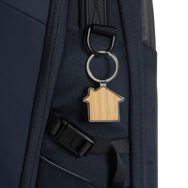 Logo trade promotional gifts image of: RCS recycled zinc alloy house keychain with bamboo