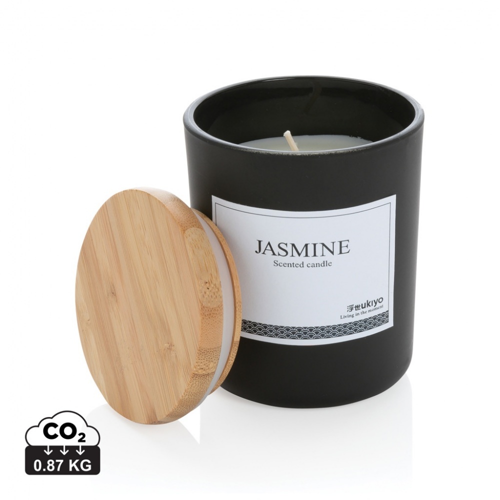 Logo trade promotional item photo of: Ukiyo deluxe scented candle with bamboo lid