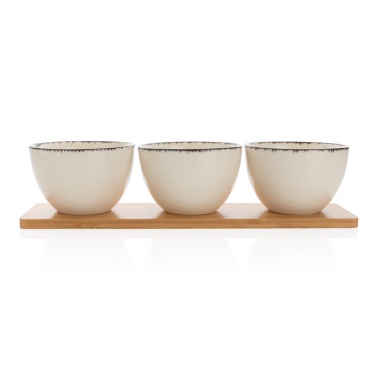 Logotrade promotional giveaway image of: Ukiyo 3pc serving bowl set with bamboo tray