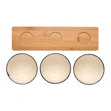 Logo trade promotional giveaways image of: Ukiyo 3pc serving bowl set with bamboo tray