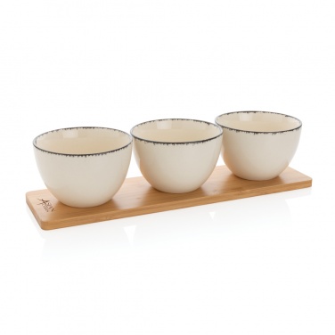 Logo trade business gifts image of: Ukiyo 3pc serving bowl set with bamboo tray