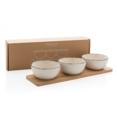 Logo trade promotional product photo of: Ukiyo 3pc serving bowl set with bamboo tray