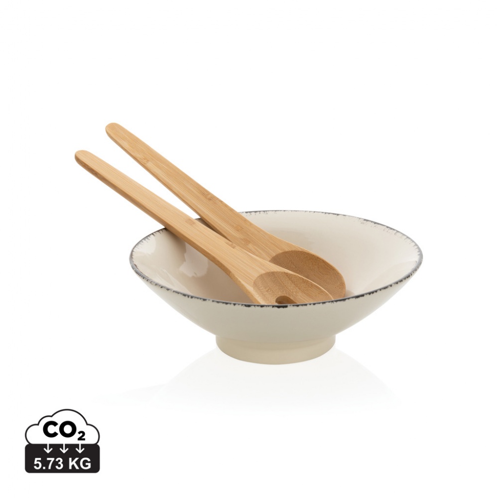 Logo trade promotional items image of: Ukiyo salad bowl with bamboo salad server