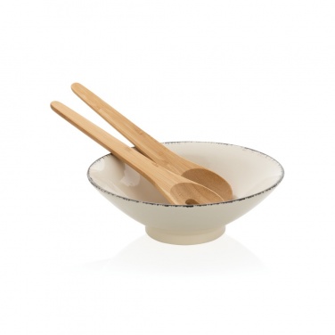 Logo trade promotional items image of: Ukiyo salad bowl with bamboo salad server