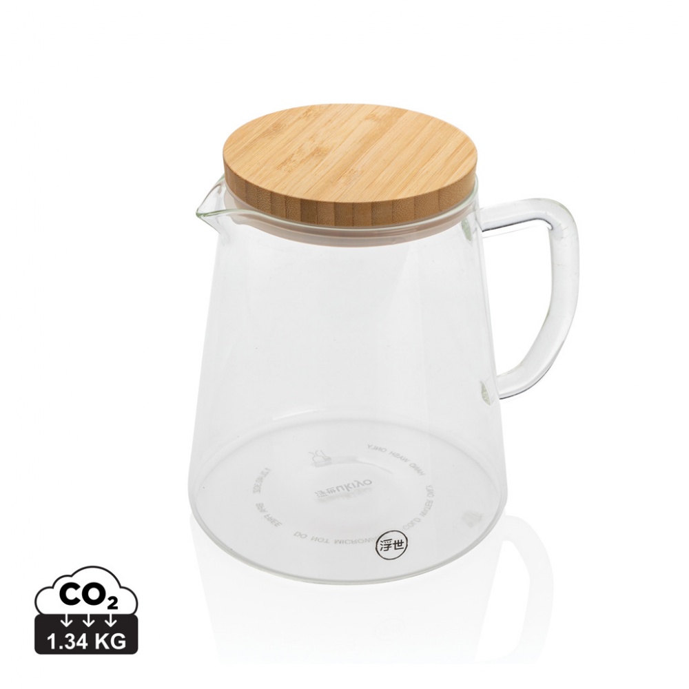 Logotrade promotional gift picture of: Ukiyo borosilicate glass carafe with bamboo lid 1.2L