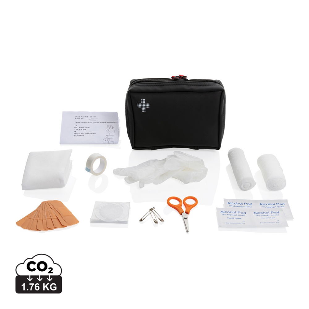 Logo trade promotional merchandise image of: RCS recycled nubuck PU pouch  first aid set