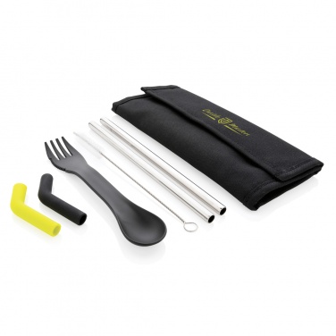 Logo trade business gifts image of: Tierra 2pcs straw and cutlery set in pouch