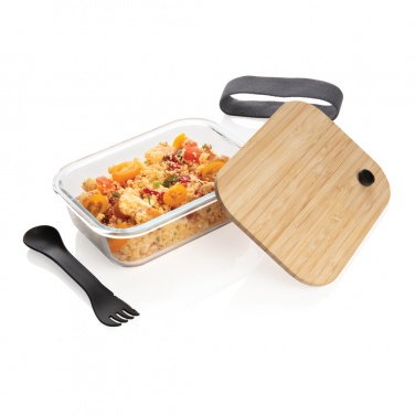 Logo trade promotional merchandise image of: Glass lunchbox with bamboo lid