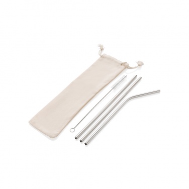 Logo trade promotional gifts picture of: Reusable stainless steel 3 pcs straw set