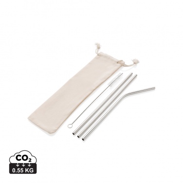 Logo trade promotional gift photo of: Reusable stainless steel 3 pcs straw set