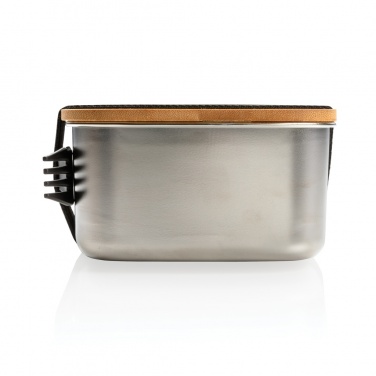 Logotrade promotional merchandise photo of: Stainless steel lunchbox with bamboo lid and spork