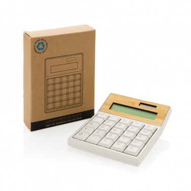 Logo trade promotional merchandise picture of: Utah RCS recycled plastic and  bamboo calculator