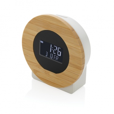 Logo trade promotional products picture of: Utah RCS rplastic and bamboo LCD desk clock