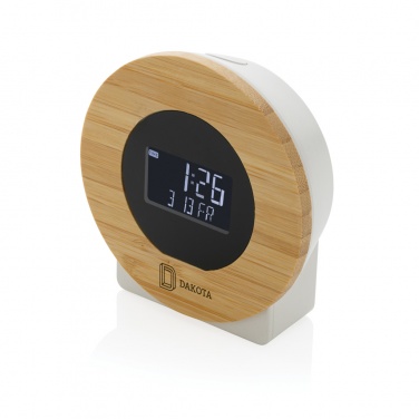 Logo trade advertising products picture of: Utah RCS rplastic and bamboo LCD desk clock