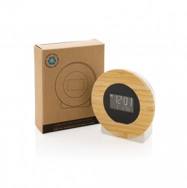 Logo trade promotional merchandise photo of: Utah RCS rplastic and bamboo LCD desk clock