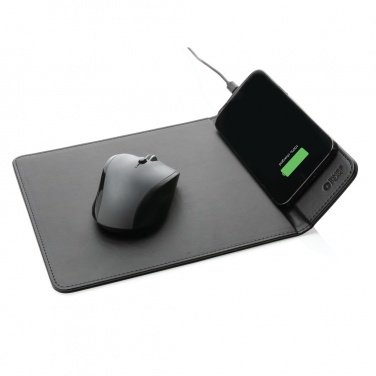 Logo trade promotional gifts image of: Swiss Peak RCS recycled PU 10W wireless charging mousepad