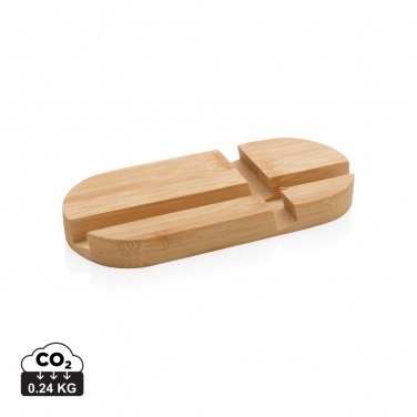 Logo trade advertising products picture of: Bamboo tablet and phone holder