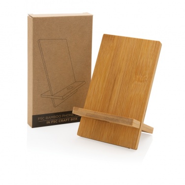 Logo trade promotional giveaway photo of: Bamboo phone stand in kraft box