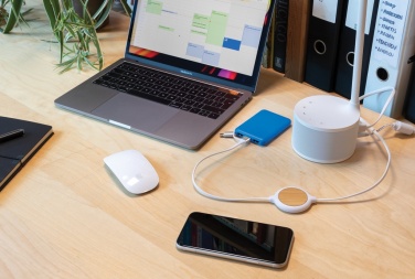 Logotrade promotional giveaway picture of: 3-in-1 cable with 5W bamboo wireless charger