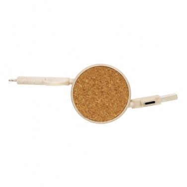 Logo trade promotional giveaways picture of: Cork and Wheat 6-in-1 retractable cable