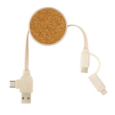 Logotrade promotional products photo of: Cork and Wheat 6-in-1 retractable cable