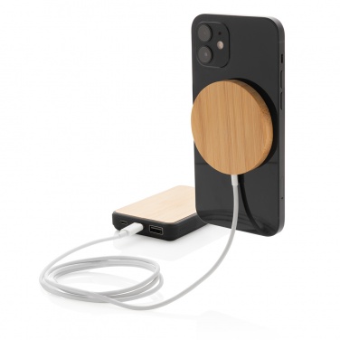 Logo trade promotional giveaways image of: 10W bamboo magnetic wireless charger