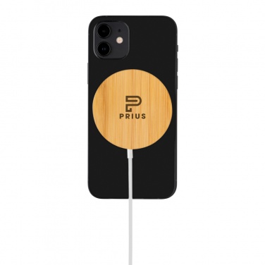 Logo trade promotional merchandise image of: 10W bamboo magnetic wireless charger