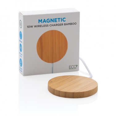 Logotrade promotional item image of: 10W bamboo magnetic wireless charger