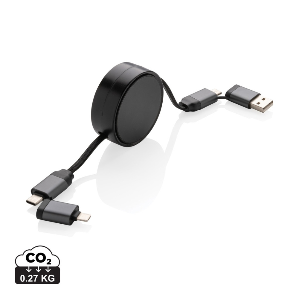 Logotrade business gift image of: Terra RCS recycled aluminium retractable 6 in 1 cable