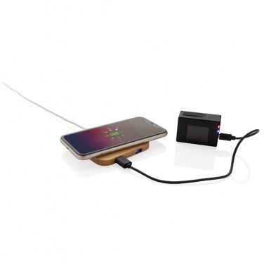 Logotrade promotional merchandise picture of: Bamboo 5W wireless charger with USB