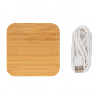 Logotrade promotional product image of: Bamboo 5W wireless charger with USB