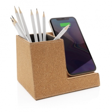 Logotrade promotional gift image of: Cork pen holder and 5W wireless charger