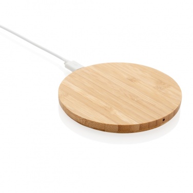 Logotrade promotional products photo of: Bamboo 5W round wireless charger