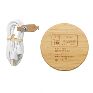 Logotrade advertising product image of: Bamboo 5W round wireless charger