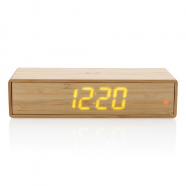 Logo trade promotional gift photo of: Bamboo alarm clock with 5W wireless charger