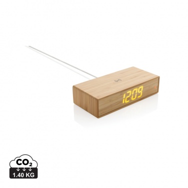 Logotrade advertising products photo of: Bamboo alarm clock with 5W wireless charger