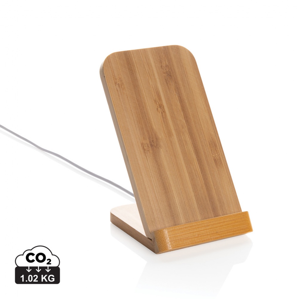 Logotrade promotional product image of: Bamboo 5W wireless charging stand