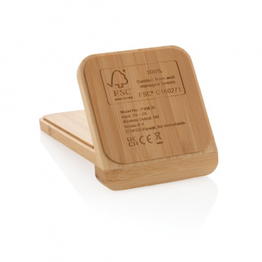 Logotrade promotional gift picture of: Bamboo 5W wireless charging stand