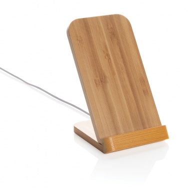 Logo trade business gift photo of: Bamboo 5W wireless charging stand