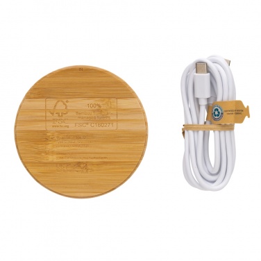 Logo trade promotional item photo of: Bamboo 15W wireless charger